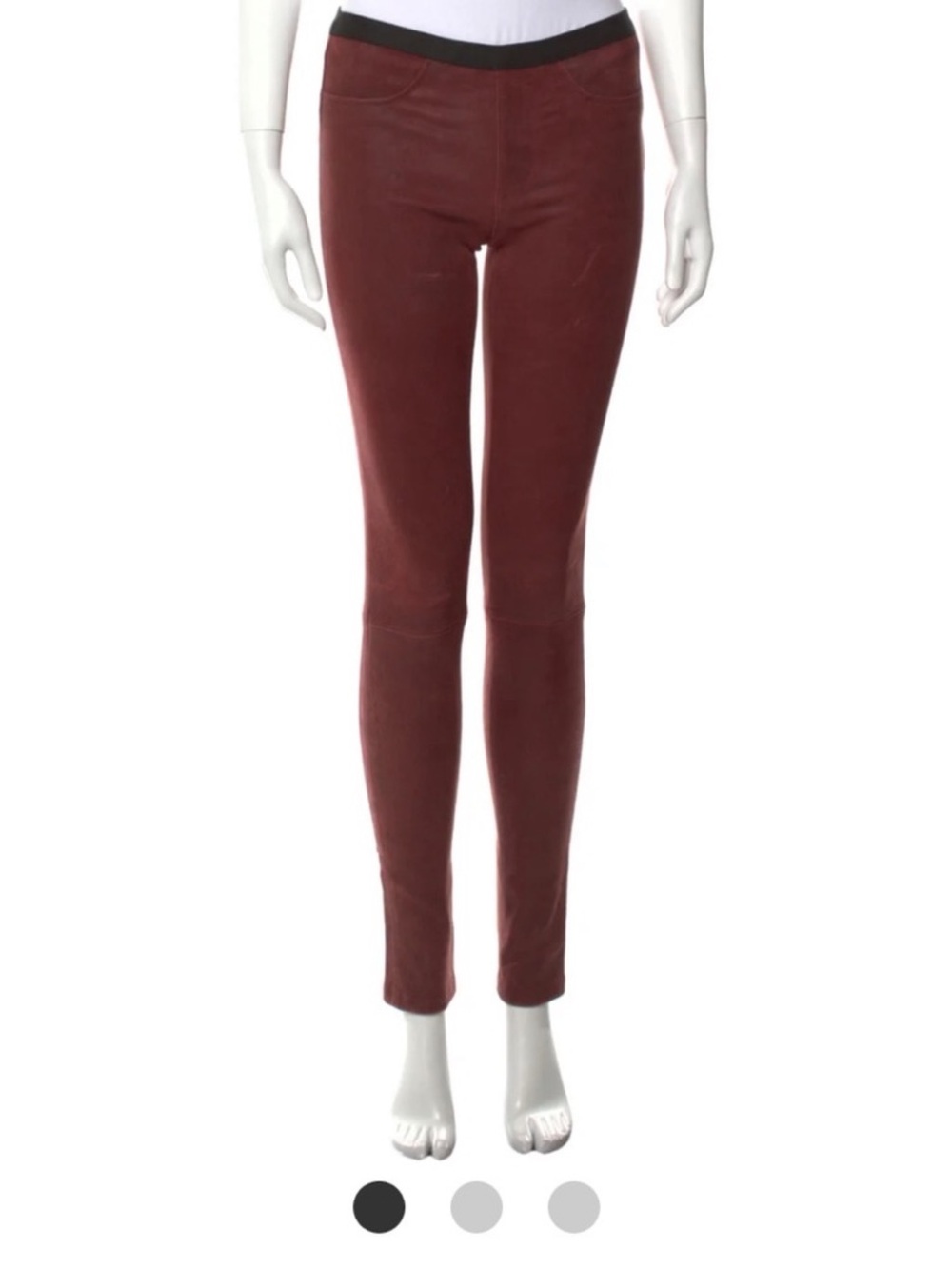 Helmut Lang Burgundy Slim Lamb Leather Leggings- Size 4